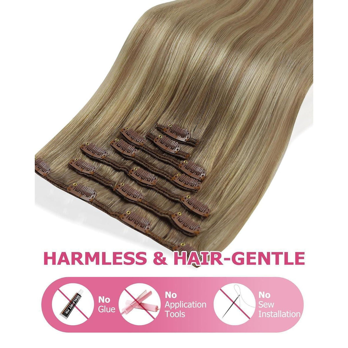 Clip-in Echthaar Extensions Ombre 40cm – Remy Haare, 120g