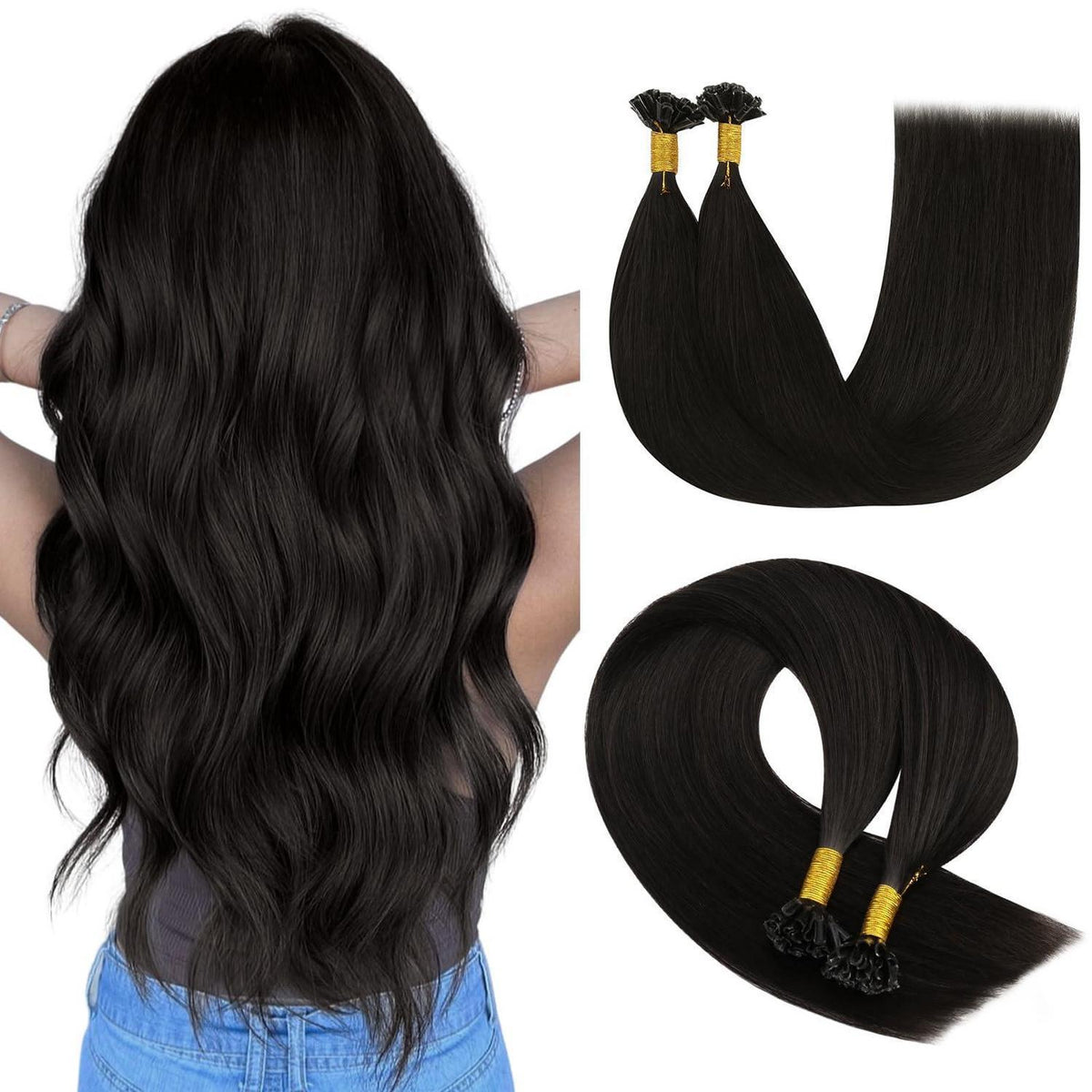 Echthaar Bondings Dunkelbraun 50cm – Keratin U-Tip Extensions