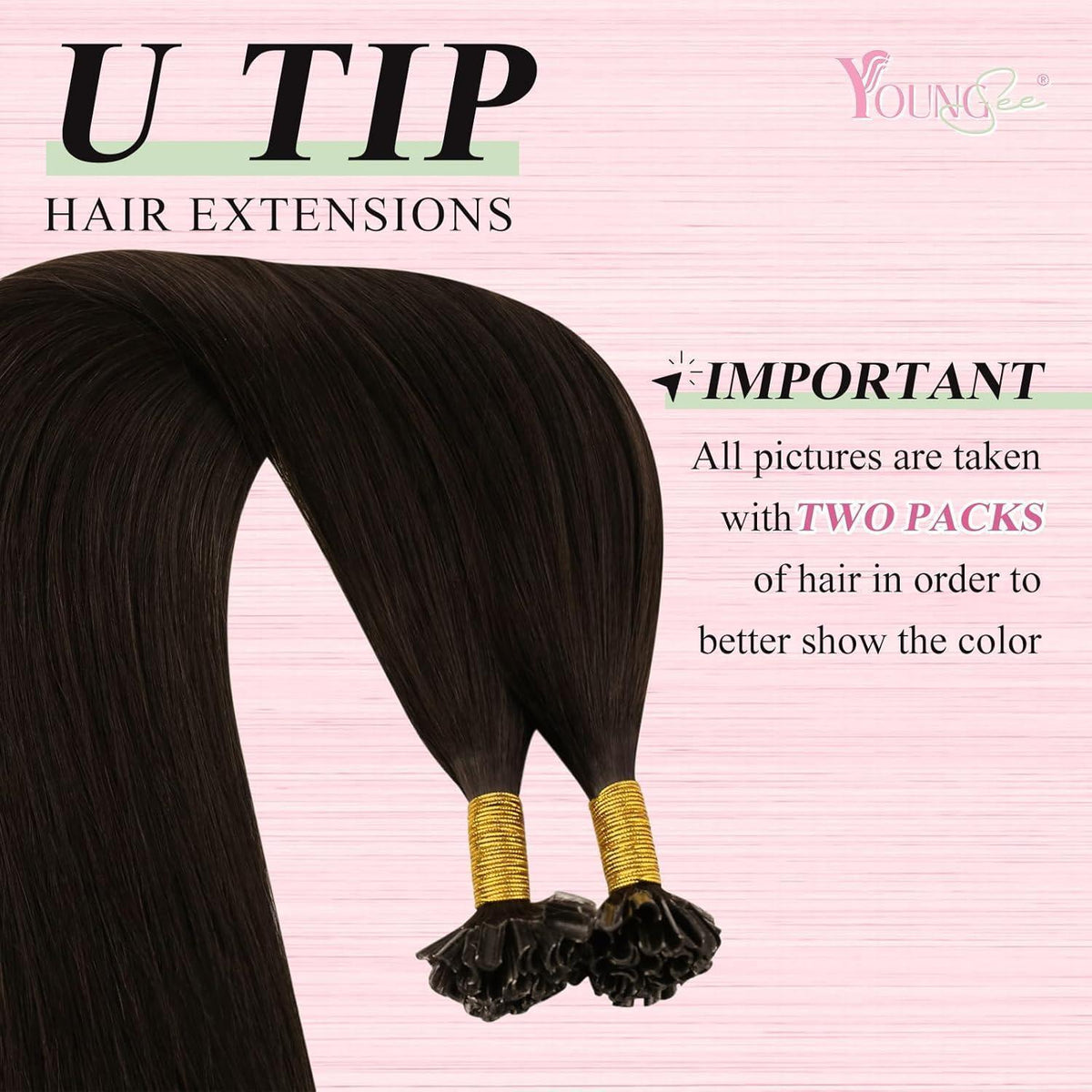 Echthaar Bondings Dunkelbraun 50cm – Keratin U-Tip Extensions