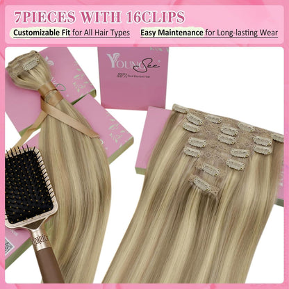Clip-in Echthaar Extensions Blond 50 cm – Voller Kopf