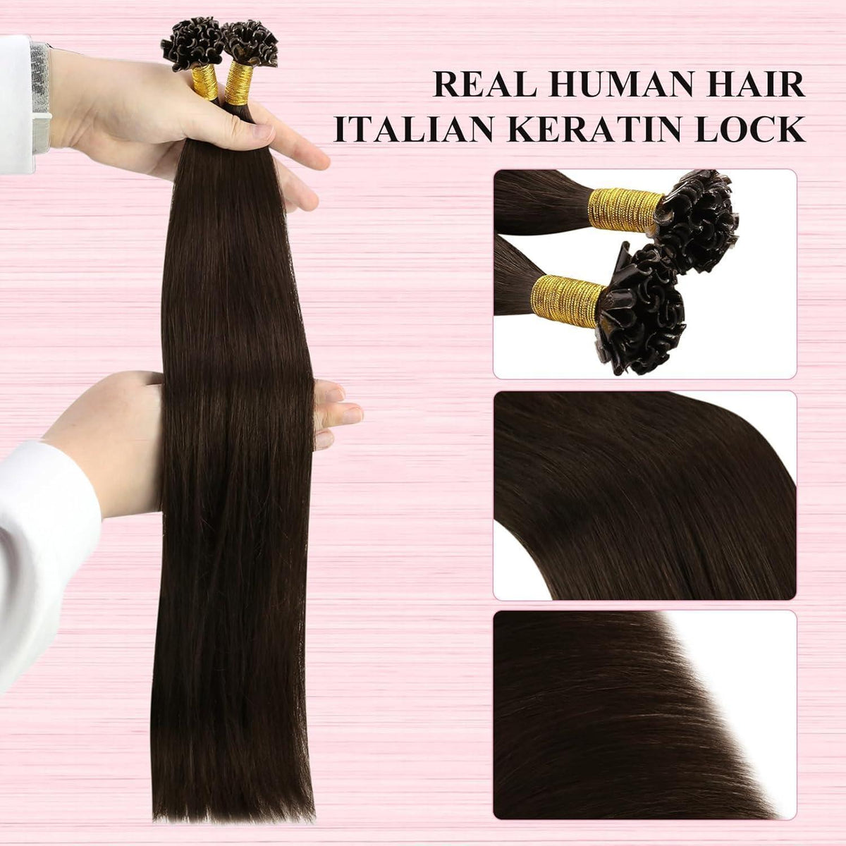 Echthaar Bonding Extensions Dunkelbraun 55cm