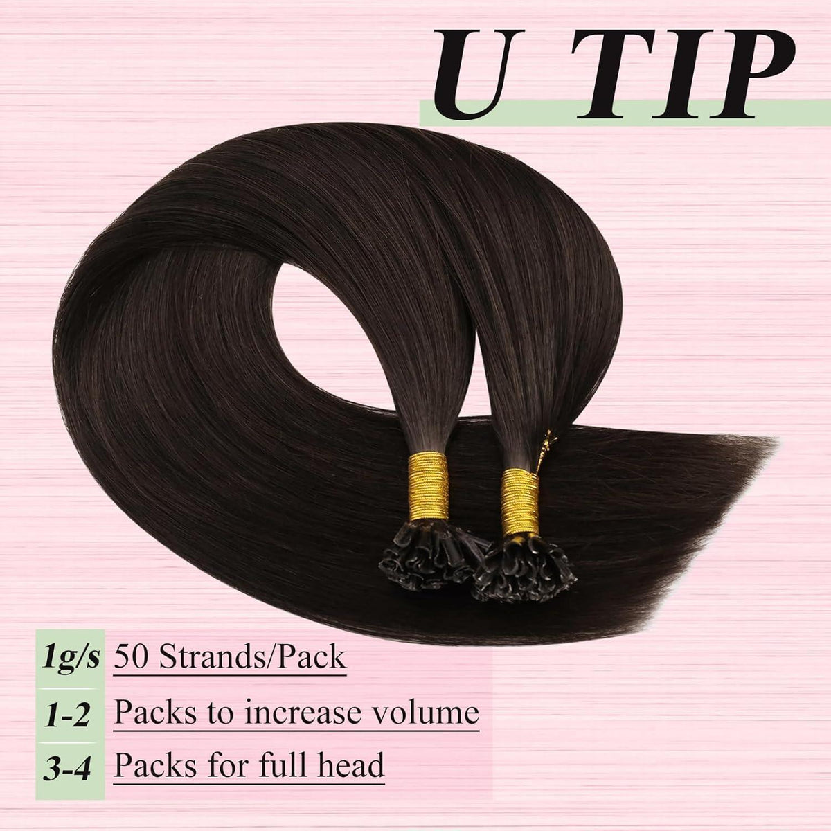 Echthaar Bonding Extensions Dunkelbraun 55cm