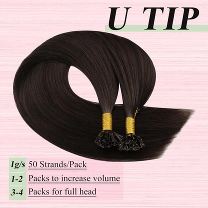 Echthaar Bonding Extensions Dunkelbraun 55cm