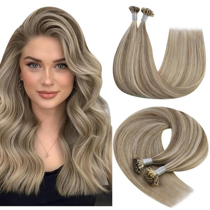 Echthaar Bondings Hellbraun 55cm - Haarverlängerung 50g