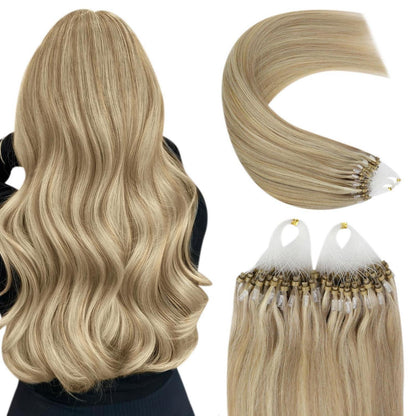 Microring Haarextensions Blond Highlights 50cm Echthaar