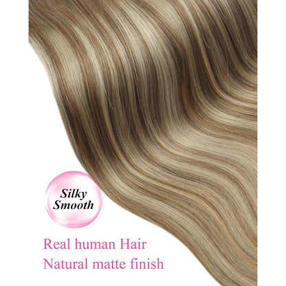 Echthaar Tape-in Extensions Hellbraun Ombre Blond 40cm