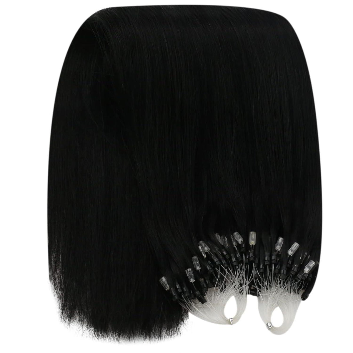 Echthaar Micro Loop Extensions Schwarz 45cm - 50 Strähnen