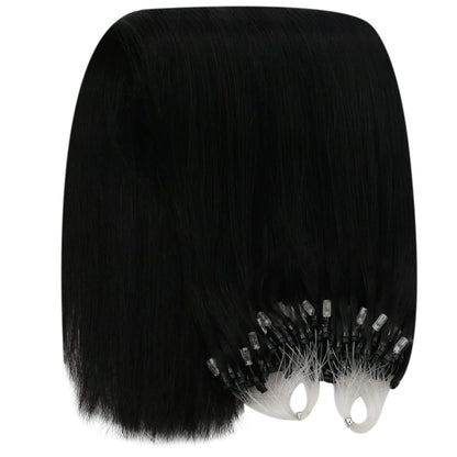 Echthaar Micro Loop Extensions Schwarz 45cm - 50 Strähnen