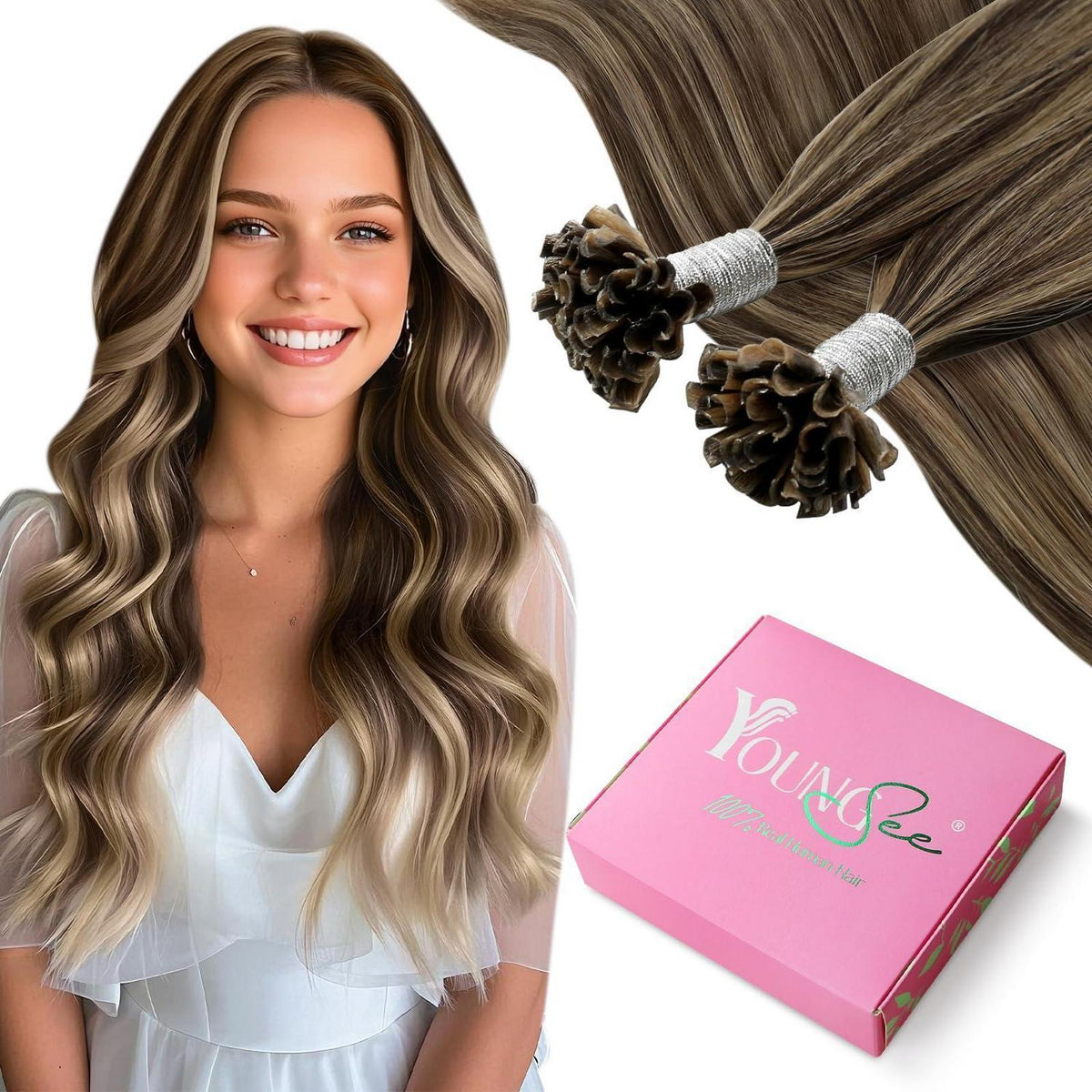 Echthaar Bondings Dunkelbraun 55cm - U Tip Extensions