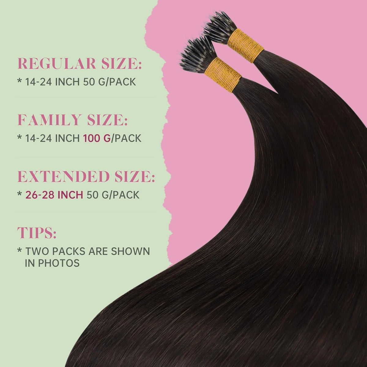 Nanoring Extensions Braun 45cm – Echthaar Haarverlängerung