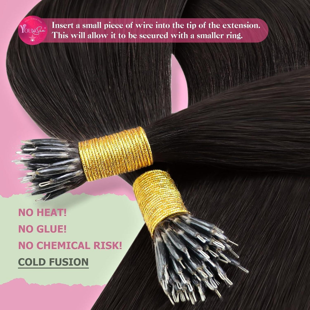 Nanoring Extensions Braun 45cm – Echthaar Haarverlängerung
