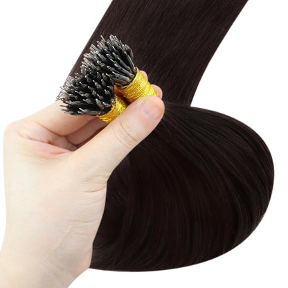 Nanoring Extensions Braun 45cm – Echthaar Haarverlängerung