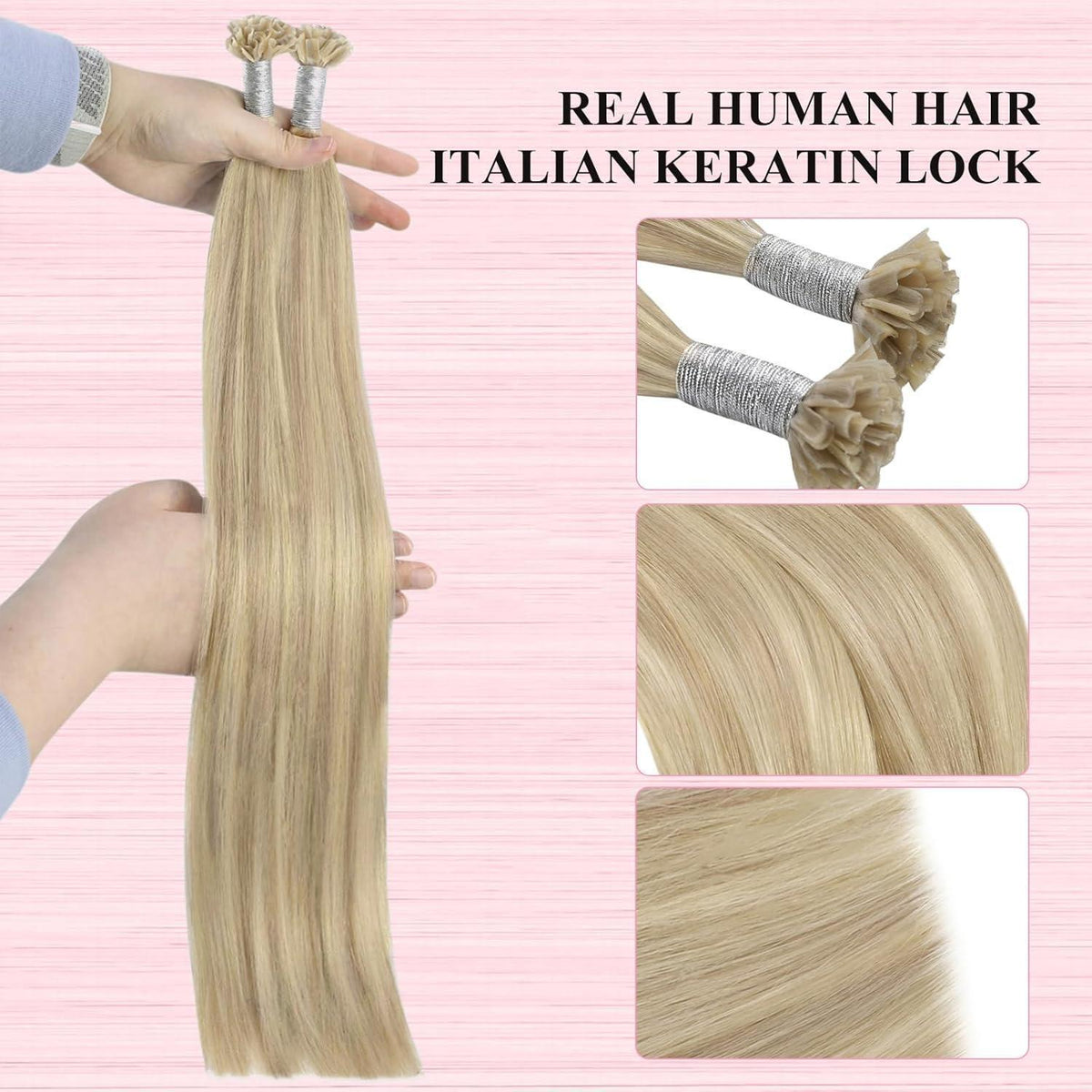 Echthaar Bondings Blond 50cm – 50g Keratin U Tip Extensions