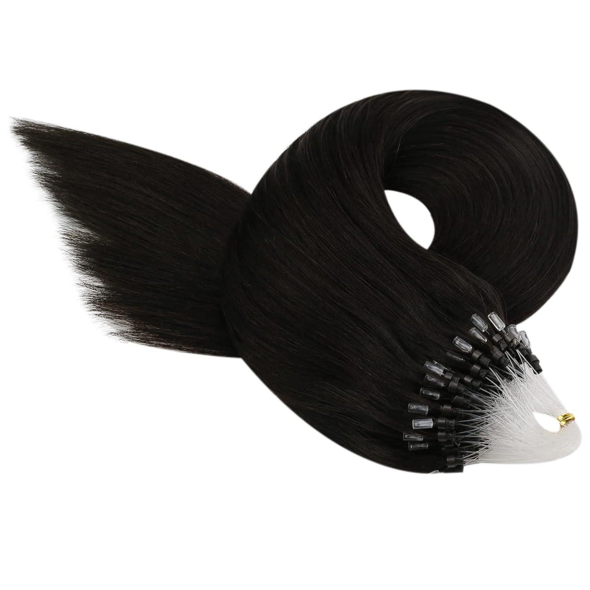 Echthaar Haarverlängerung Braun 55cm – Micro Ring Extensions