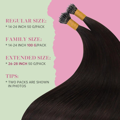 Echthaar Nanoring Extensions Braun 55cm – 50g