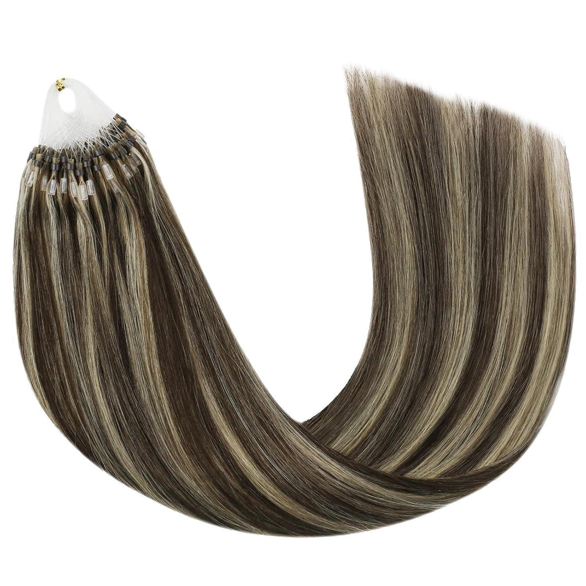 Dunkelbraune Micro Ring Haarverlängerung – Echthaar 55cm