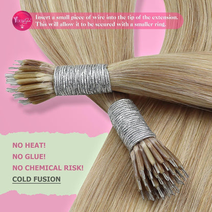 Echthaar Nanoring Extensions Blond – 35cm, 50g #16/22