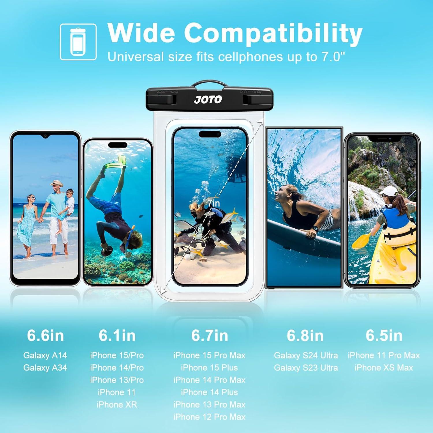 Wasserdichte Handyhülle IPX8 für iPhone Samsung bis 7 Zoll - Klar