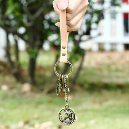 Rindsleder Keychain Retro Legierung Dragon Anhänger Taille Kette