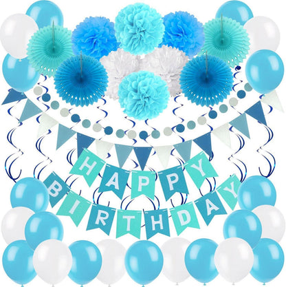Geburtstagsdekoration Set Happy Birthday Blau Partydeko