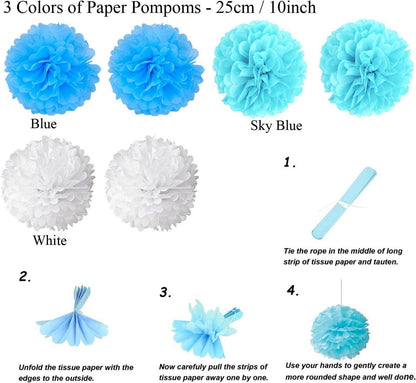Geburtstagsdeko Blau Happy Birthday Wimpelkette Pompoms Fans
