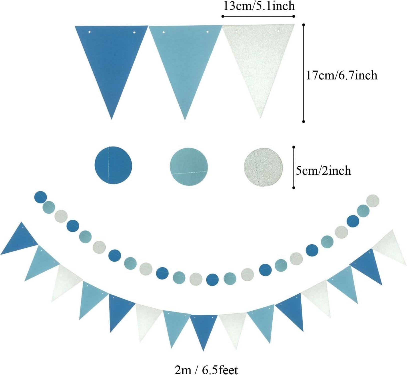 ZERODECO Geburtstagsdeko Happy Birthday Blau Pompoms Papier Fans