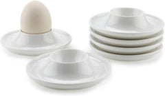 Eierbecher 6er Set weiß Porzellan mit Ablage, stapelbar