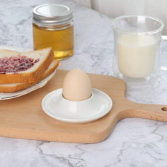 Eierbecher 6er Set weiß Porzellan mit Ablage, stapelbar
