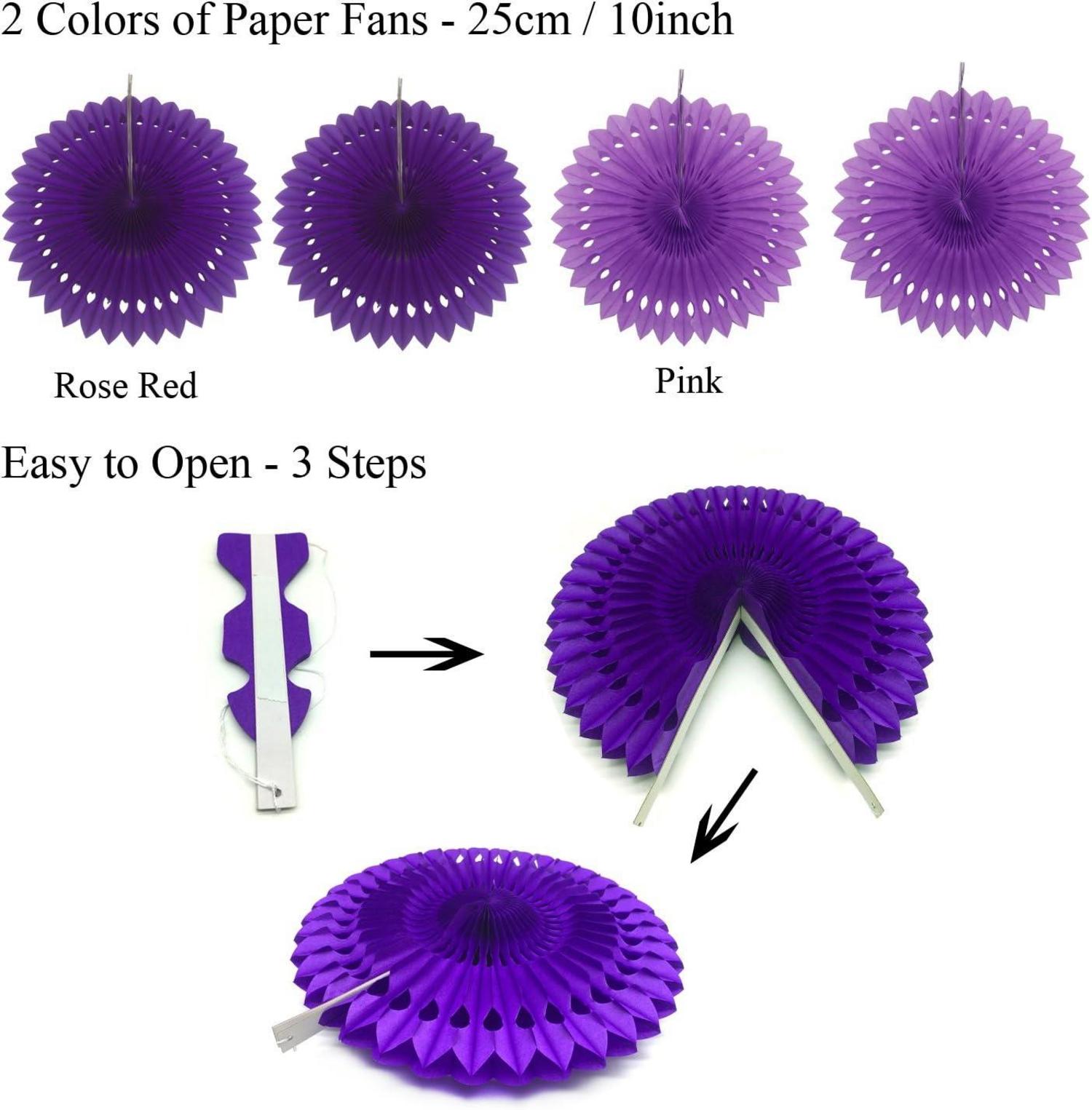 Geburtstagsdeko Violett Happy Birthday Banner Pom Poms Fans Fächer