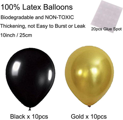 ZERODECO Geburtstagsdeko Schwarz Gold Pompoms Luftballon Fans Fächer