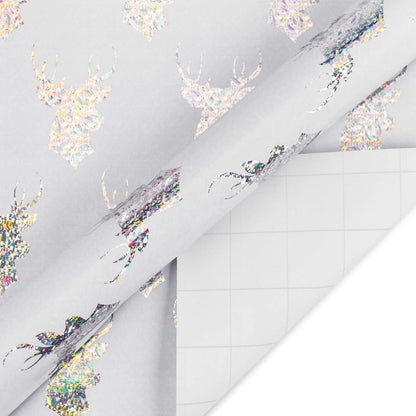 Weihnachtspapierrolle Weiß mit Silberglanzmuster 4 Rollen