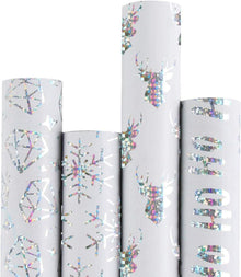 Weihnachtspapierrolle Mit Silbernem Glanzmuster 4 Rollen 76x305 cm