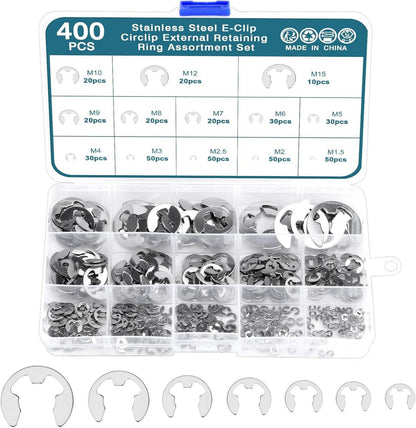 400-teiliges E-Clip Set Edelstahl Sicherungsringe Sortiment