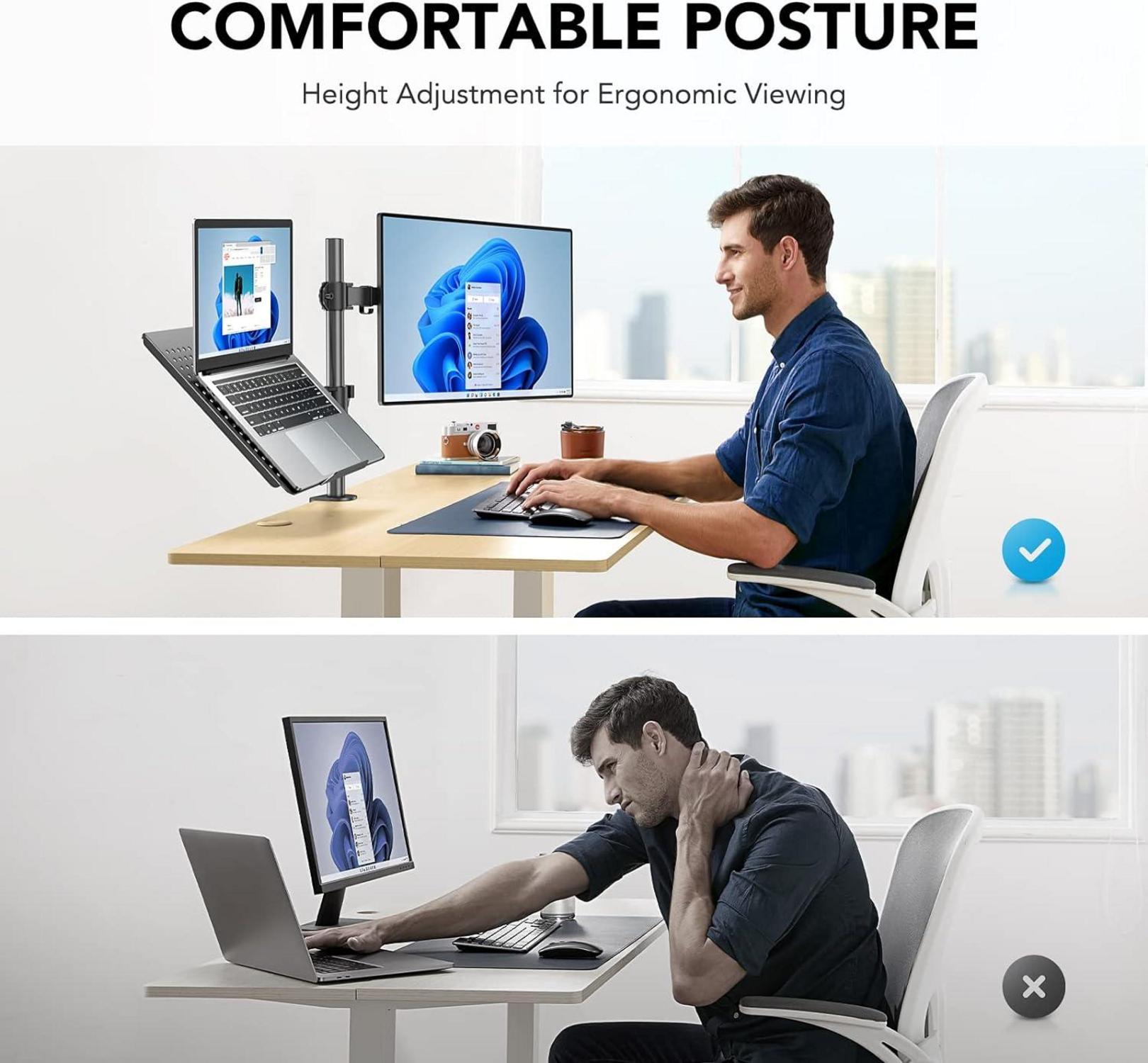Monitor Halterung mit Laptop Arm für 2 Monitore & 17 Zoll Notebook