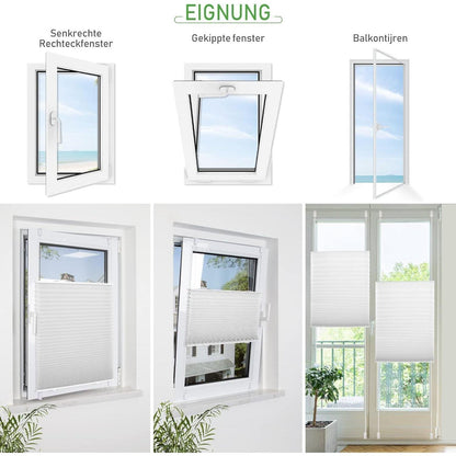 Plissee ohne Bohren Klemmrollos Plissee Rollo 100x100cm Weiß