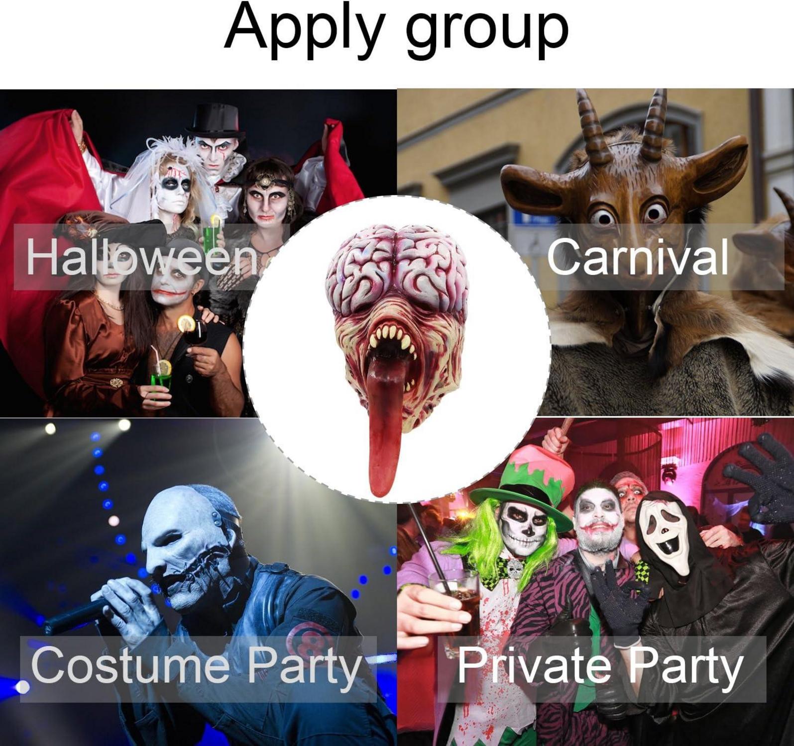 Zombie Monster Maske Halloween Kostümparty Licker Horror Zunge Gehirn