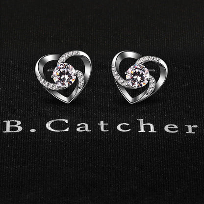 B.Catcher Herz Ohrringe 925 Sterling Silber Zirkonia