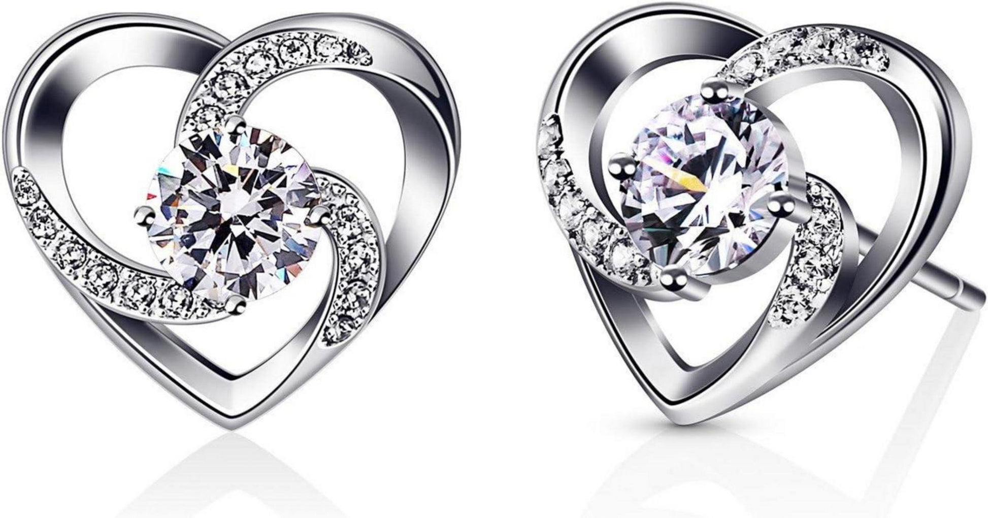 Herz Ohrringe 925 Sterling Silber Zirkonia Geschenk Damen