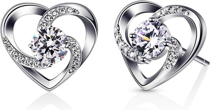 Herz Ohrringe 925 Sterling Silber Zirkonia Geschenk Damen