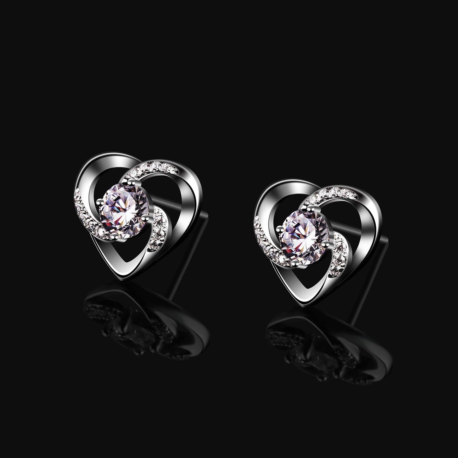 B.Catcher Herz Ohrringe 925 Sterling Silber Zirkonia