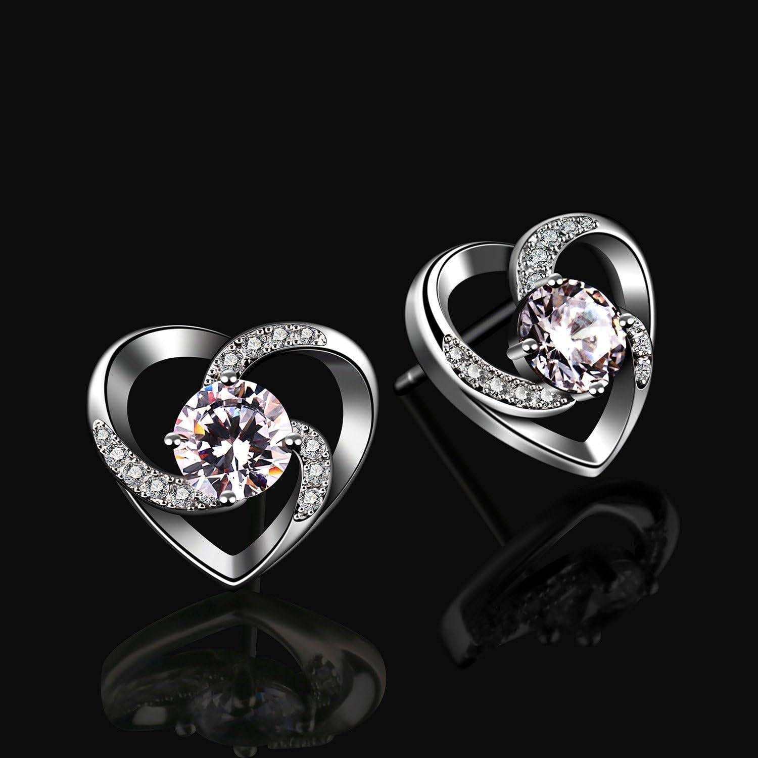 Herz Ohrringe 925 Sterling Silber Zirkonia Geschenk Damen