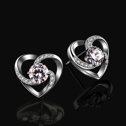 Herz Ohrringe 925 Sterling Silber Zirkonia Geschenk Damen