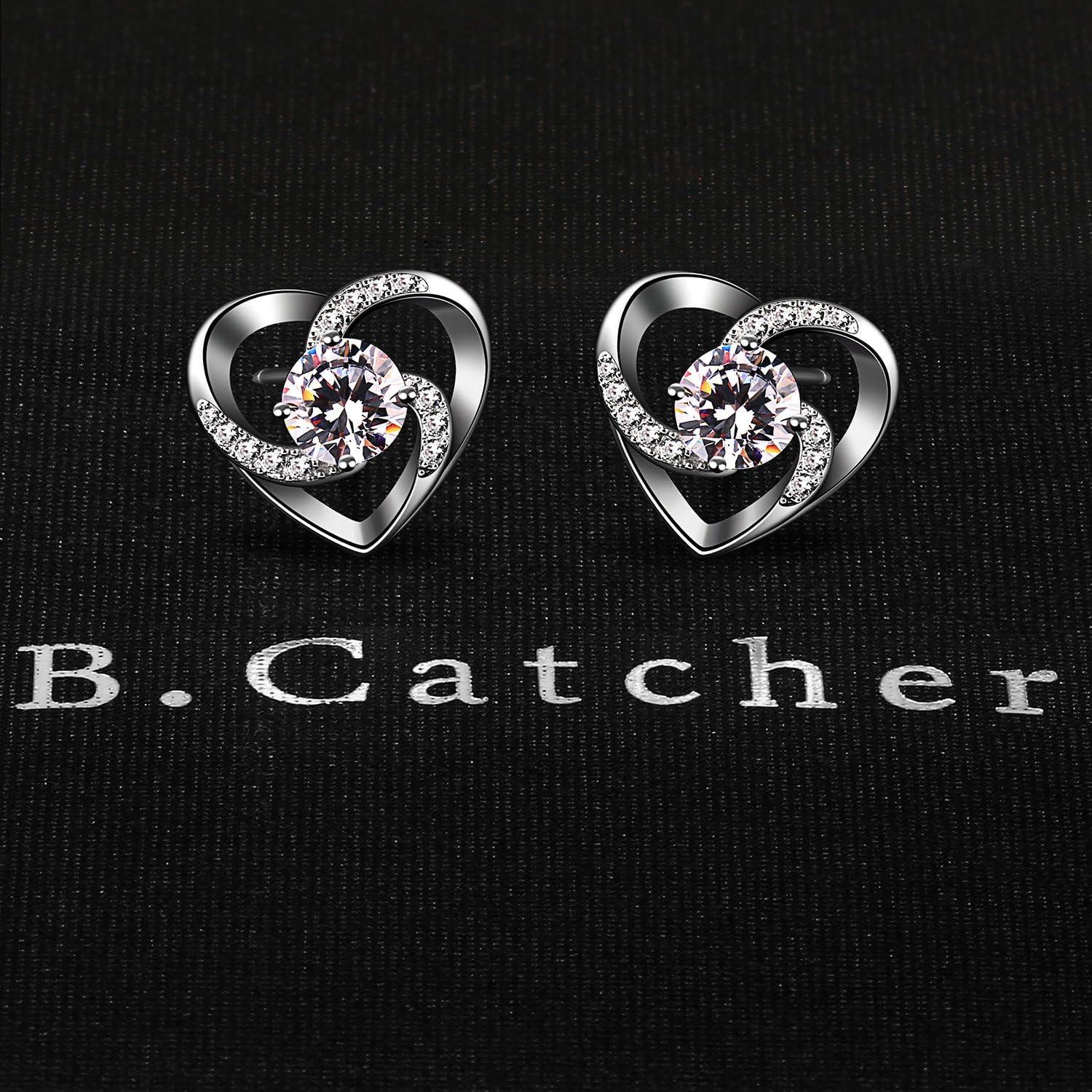 B.Catcher Herz Ohrringe Damen 925 Silber Zirkonia Geschenk