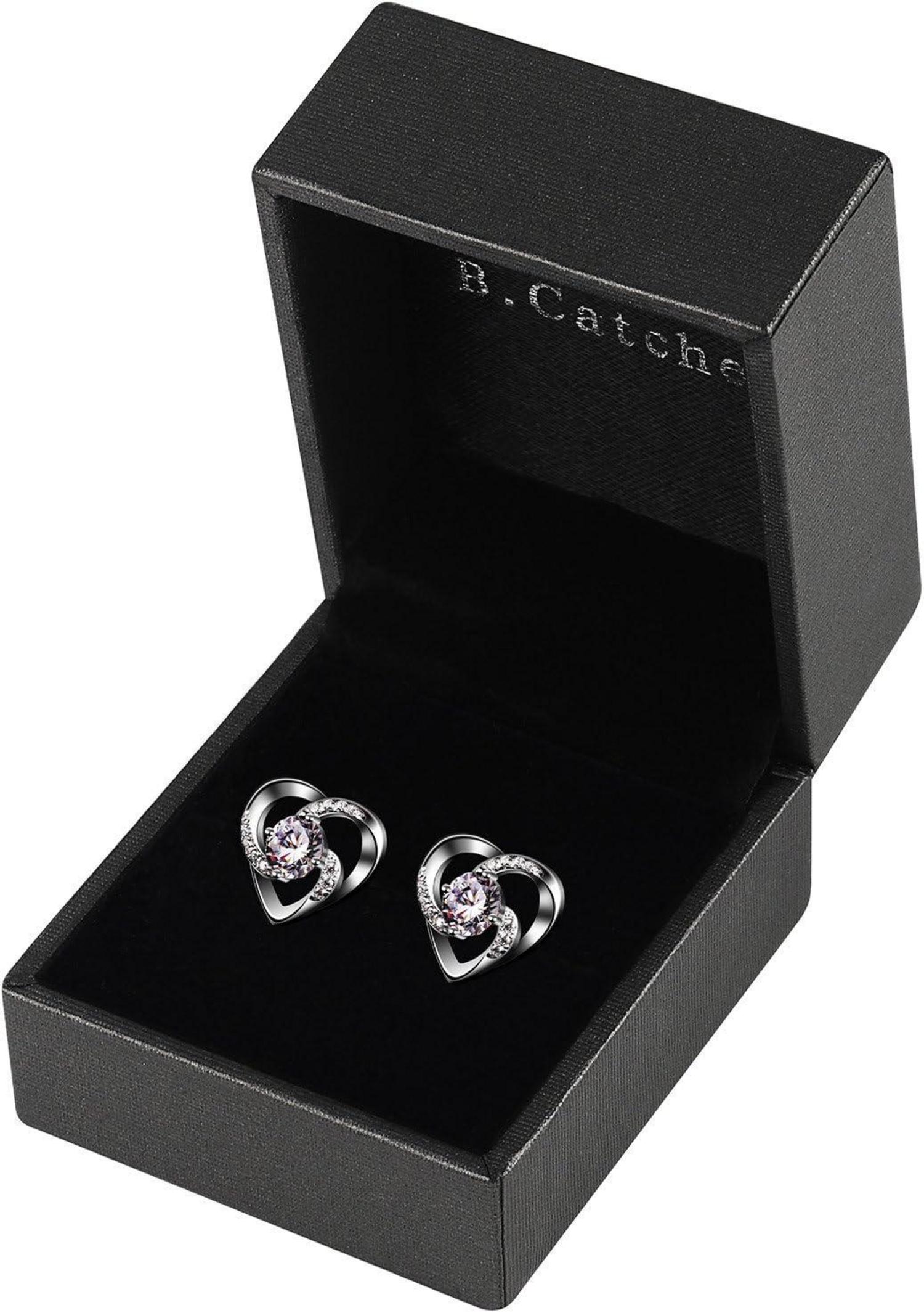 Herz Ohrringe Damen 925 Sterling Silber Zirkonia Geschenk