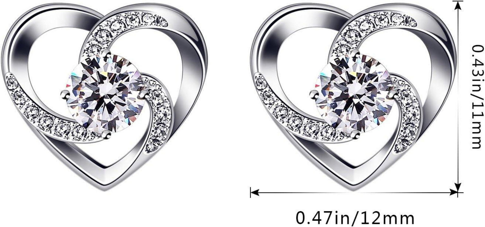 B.Catcher Damen Ohrringe Herz 925 Silber Zirkonia Geschenk