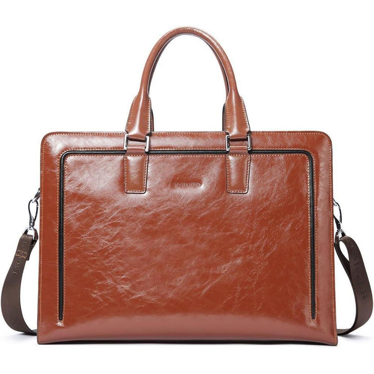 Damen Leder Aktentasche Laptoptasche 15.6 Zoll Arbeitstasche Braun