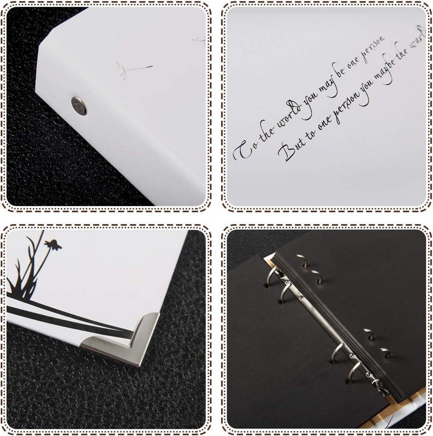 Scrapbook Fotoalbum Vintage Hochzeit Gästebuch 50 Schwarze Seiten für Geschenk Frau Mann Freund