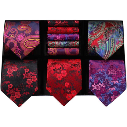 XXL Krawattenset 5 Krawatten mit Einstecktuch in Box