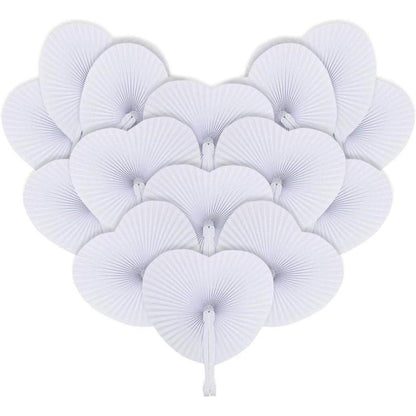 Weißer Handfächer Herzform Hochzeit Gäste Geschenk 24Stk
