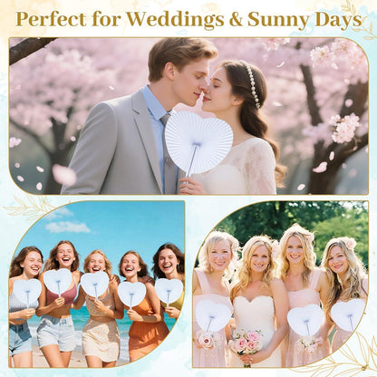 Weißer Handfächer Herzform Hochzeit Gäste Geschenk 24Stk